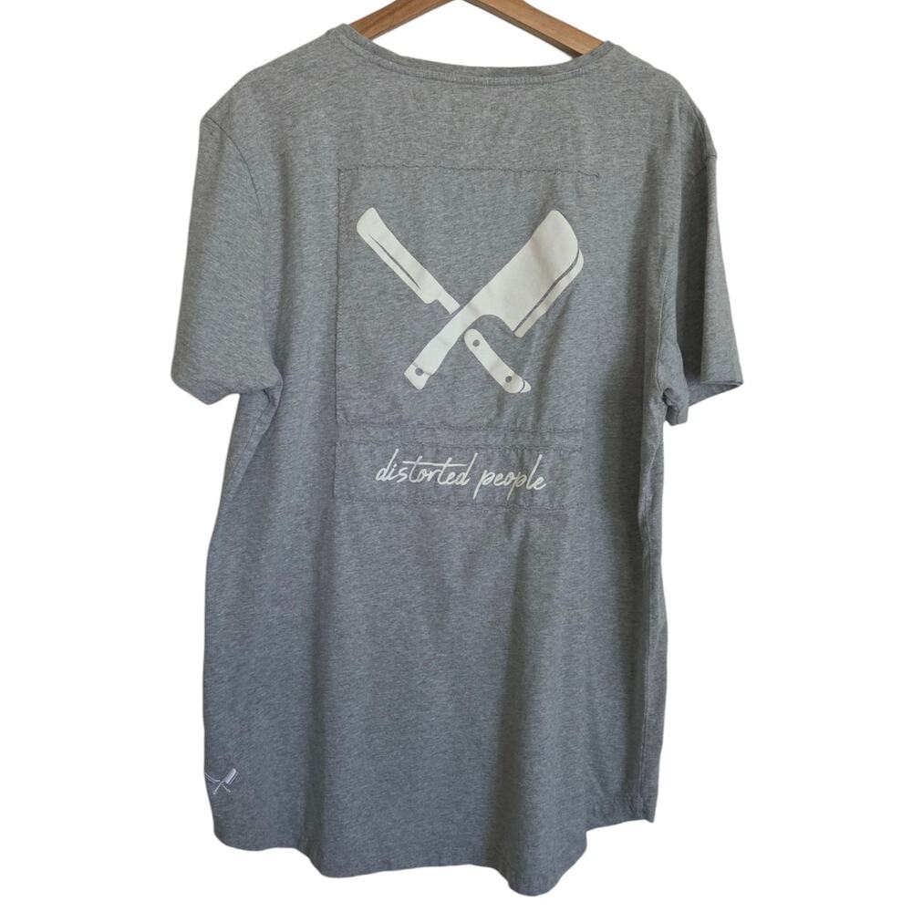 Distorted People Original Blades Gray Patch Short Sleeve Grand Crew Tshirt XXL